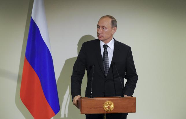 Putin speaks during a news conference at the United Nations General Assembly in New York